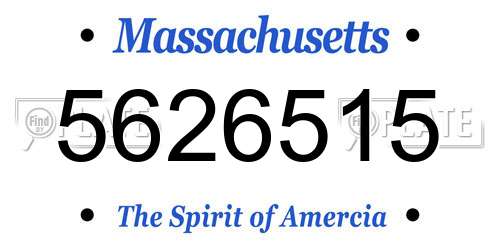 5626515 Massachusetts License Plate