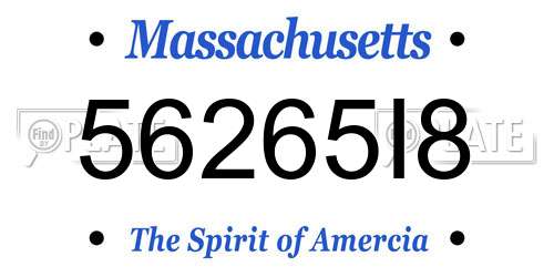 56265I8 Massachusetts License Plate