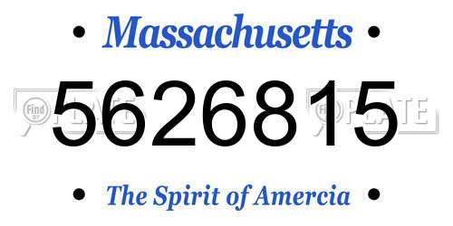 5626815 Massachusetts License Plate