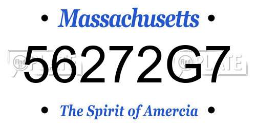 56272G7 Massachusetts License Plate