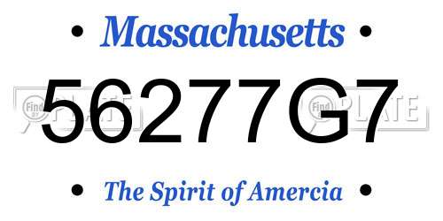 56277G7 Massachusetts License Plate