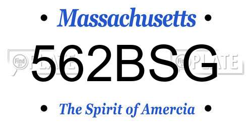 562BSG Massachusetts License Plate