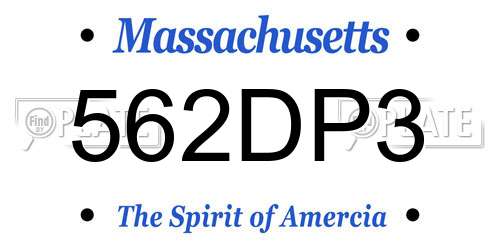 562DP3 Massachusetts License Plate