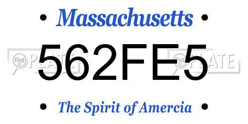 562FE5 Massachusetts License Plate