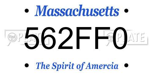 562FF0 Massachusetts License Plate