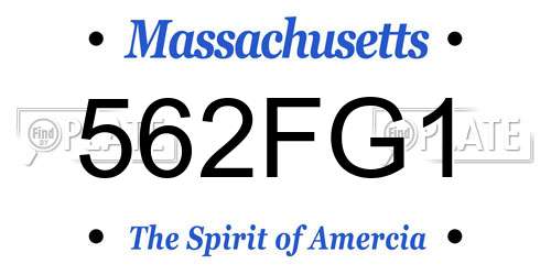 562FG1 Massachusetts License Plate