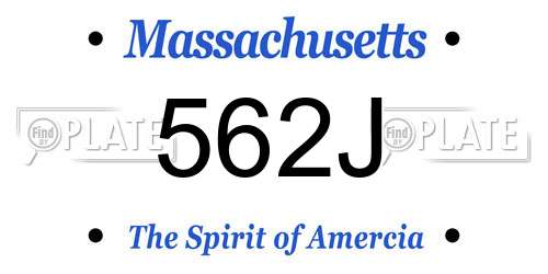 562J Massachusetts License Plate