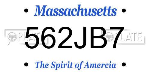 562JB7 Massachusetts License Plate