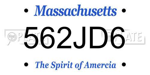 562JD6 Massachusetts License Plate