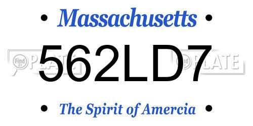 562LD7 Massachusetts License Plate