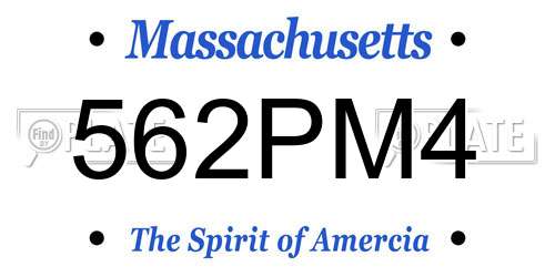 562PM4 Massachusetts License Plate