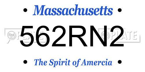 562RN2 Massachusetts License Plate