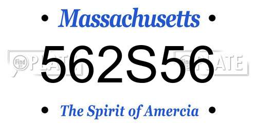 562S56 Massachusetts License Plate