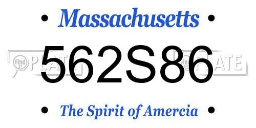 562S86 Massachusetts License Plate