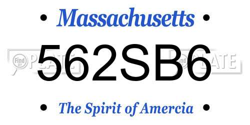 562SB6 Massachusetts License Plate