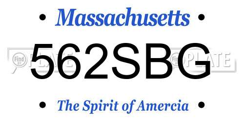 562SBG Massachusetts License Plate