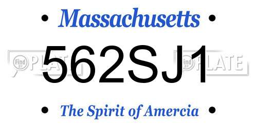 562SJ1 Massachusetts License Plate