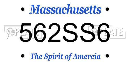562SS6 Massachusetts License Plate