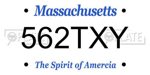 562TXY Massachusetts License Plate