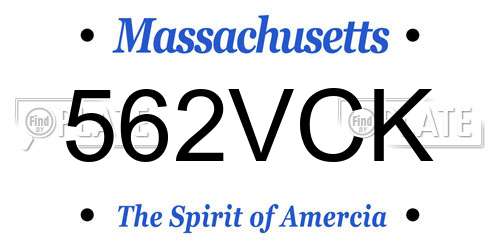 562VCK Massachusetts License Plate