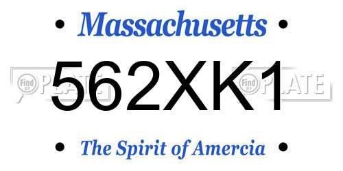 562XK1 Massachusetts License Plate