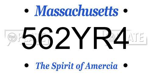 562YR4 Massachusetts License Plate