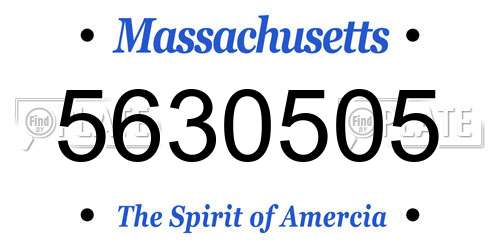 5630505 Massachusetts License Plate