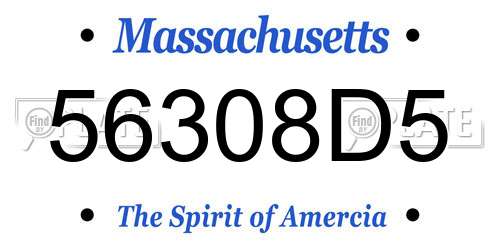56308D5 Massachusetts License Plate