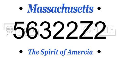 56322Z2 Massachusetts License Plate