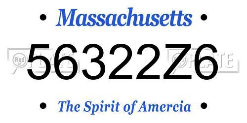 56322Z6 Massachusetts License Plate
