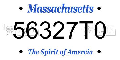 56327T0 Massachusetts License Plate