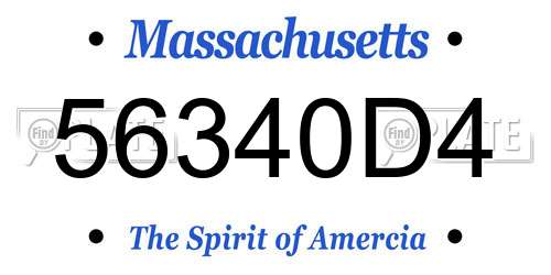 56340D4 Massachusetts License Plate