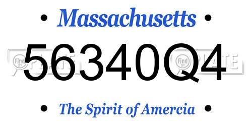 56340Q4 Massachusetts License Plate
