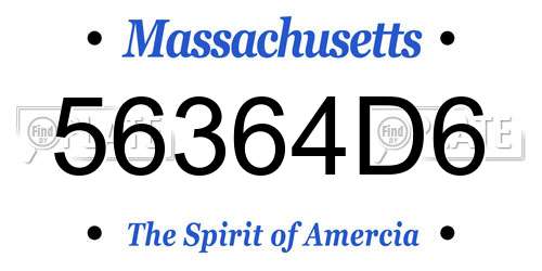 56364D6 Massachusetts License Plate