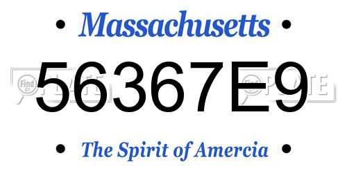 56367E9 Massachusetts License Plate