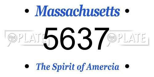 5637 Massachusetts License Plate