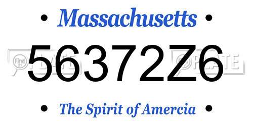 56372Z6 Massachusetts License Plate