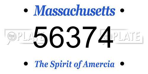 56374 Massachusetts License Plate