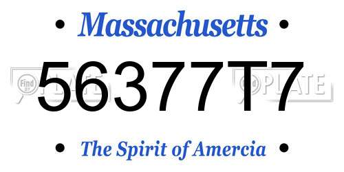 56377T7 Massachusetts License Plate