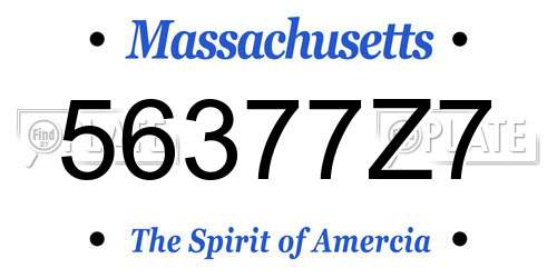 56377Z7 Massachusetts License Plate