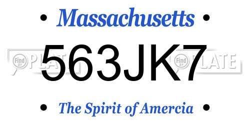 563JK7 Massachusetts License Plate