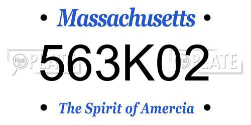 563K02 Massachusetts License Plate