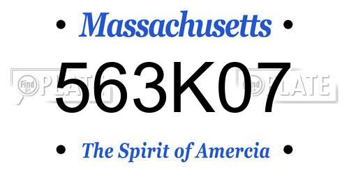 563K07 Massachusetts License Plate