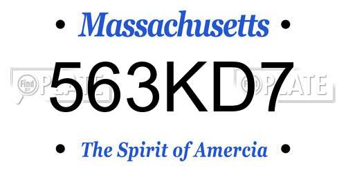 563KD7 Massachusetts License Plate