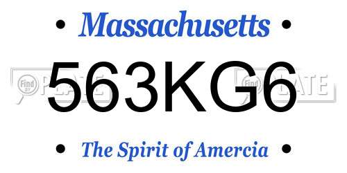 563KG6 Massachusetts License Plate