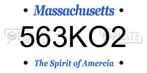 563KO2 Massachusetts License Plate