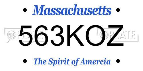 563KOZ Massachusetts License Plate