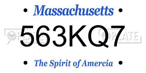 563KQ7 Massachusetts License Plate