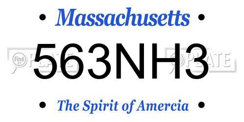 563NH3 Massachusetts License Plate
