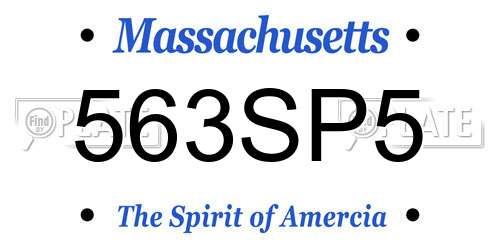 563SP5 Massachusetts License Plate